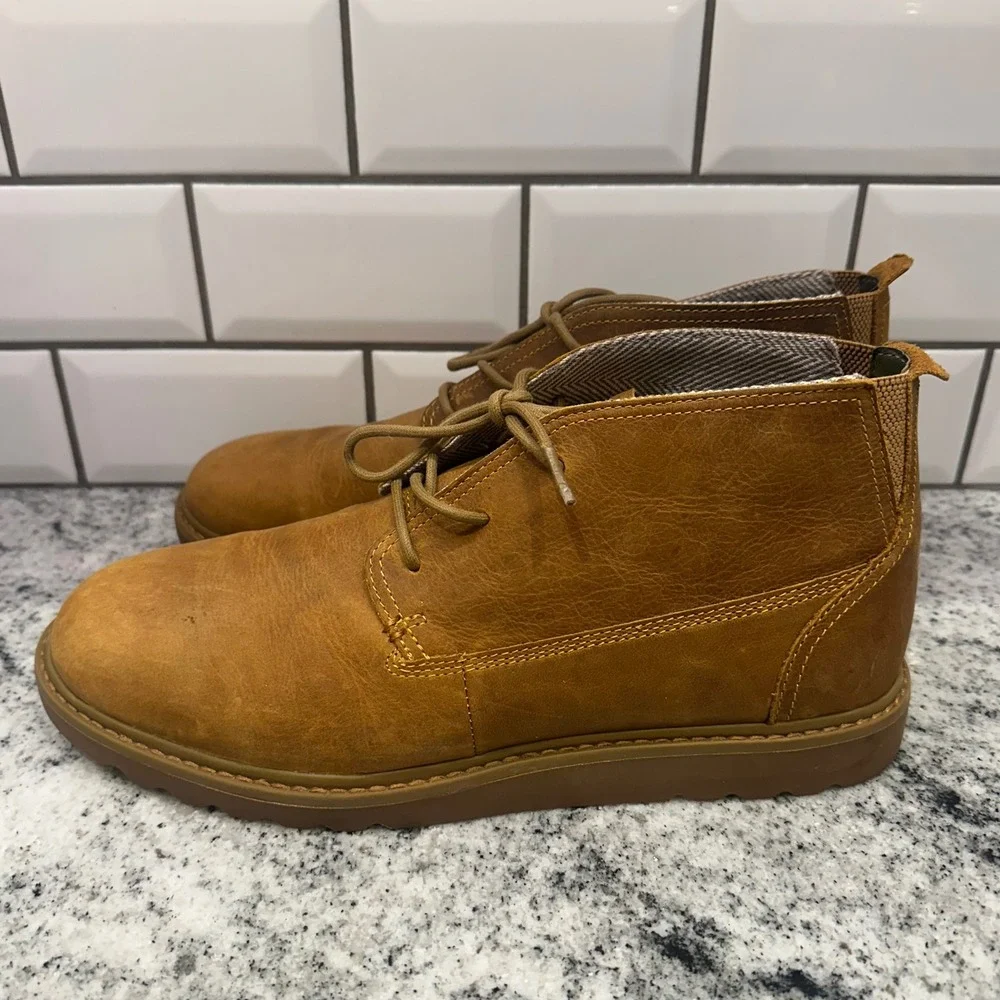 Reef Mens 12 Voyage Boot LE Chukka Tan Leather Lace Up CI8714 Rugged Casual